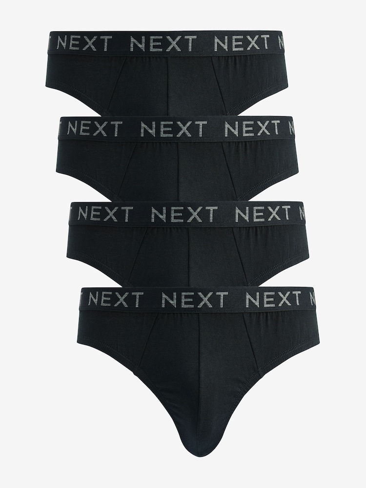 Black 4 pack Cotton Rich Briefs - Image 1 of 6