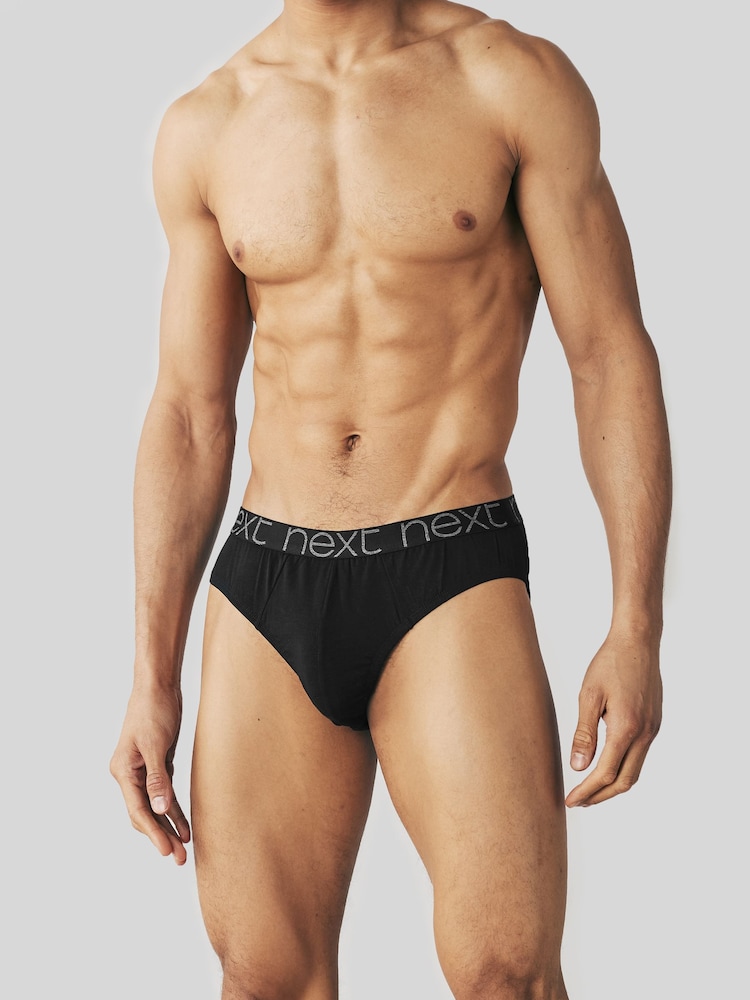 Black 4 pack Cotton Rich Briefs - Image 5 of 6