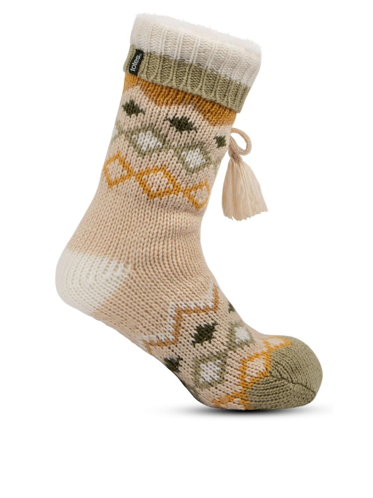 Totes Natural Ladies Fair Isle Slipper Socks - Image 2 of 5
