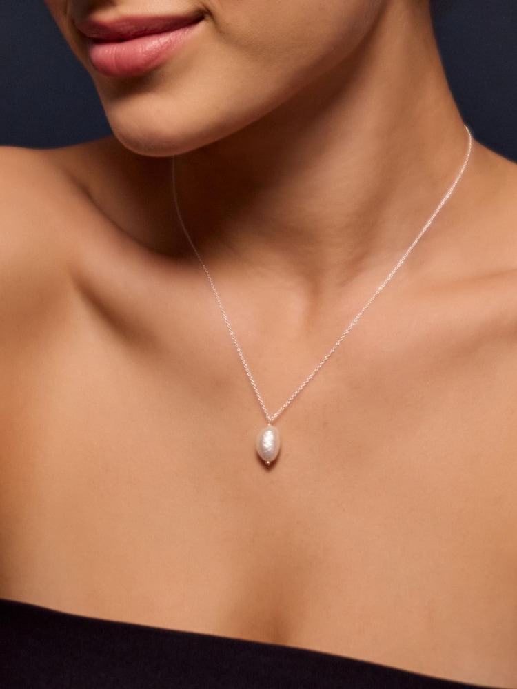 Accessorize Sterling Silver Pearl Pendant Necklace - Image 1 of 2