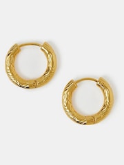 Accessorize Gold Plated 14ct Textured Hoop Earrings - Image 2 of 2