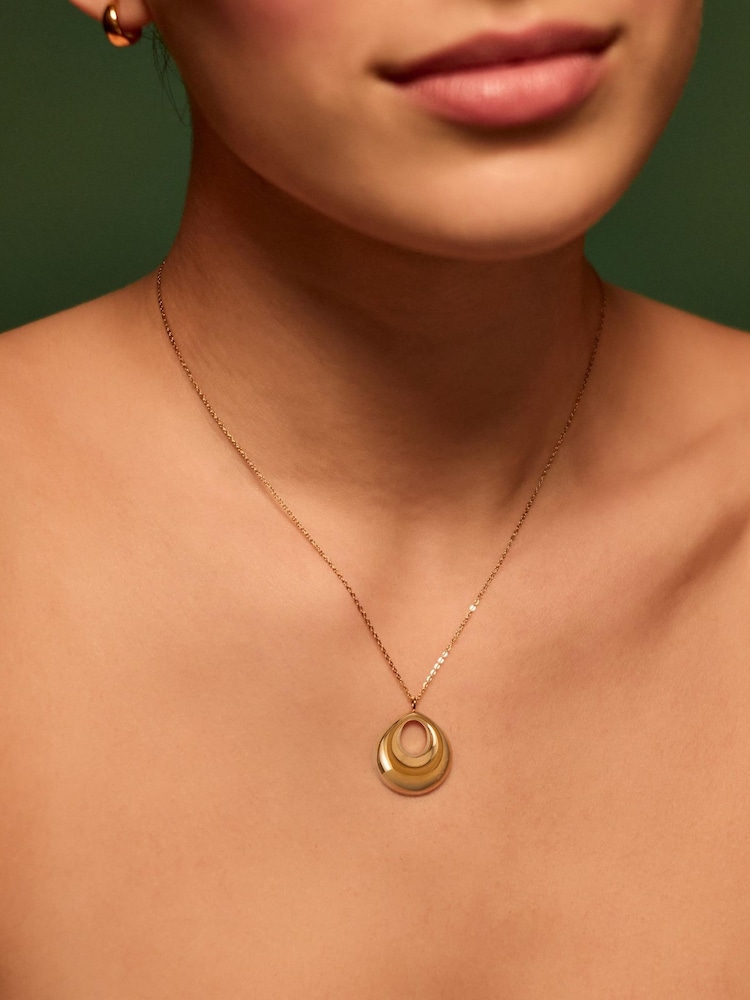 Accessorize Gold Tone Stainless Steel Open Circle Pendant Necklace - Image 1 of 2 Accessorize Gold Tone Stainless Steel Open Circle Pendant Necklace - Image 1 of 2