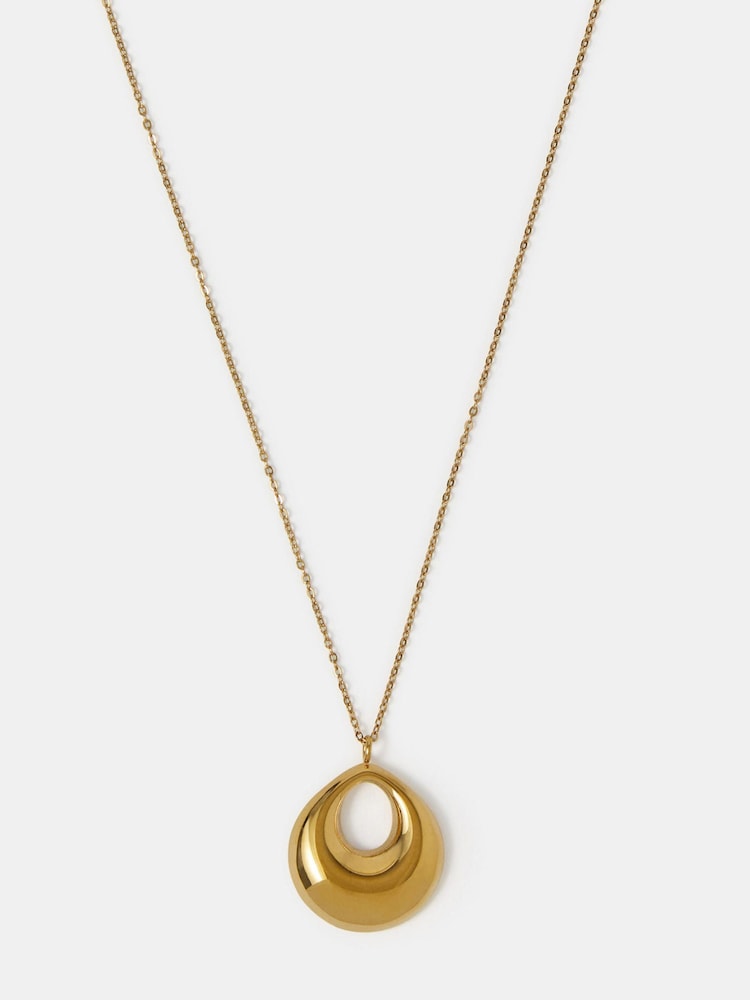 Accessorize Gold Tone Stainless Steel Open Circle Pendant Necklace - Image 2 of 2 Accessorize Gold Tone Stainless Steel Open Circle Pendant Necklace - Image 2 of 2