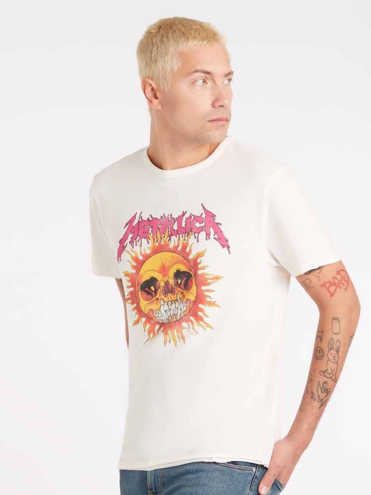 Amplified Metallica Neon Sun 100% Cotton White T-Shirt - Image 1 of 4