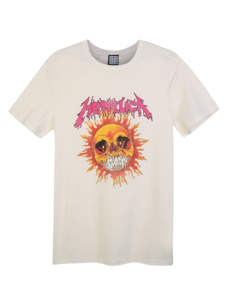 Amplified Metallica Neon Sun 100% Cotton White T-Shirt - Image 4 of 4