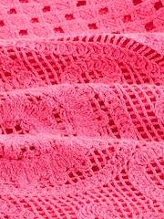 Fluro Pink Short Sleeve Crochet 100% Cotton Crew Neck T-Shirt - Image 7 of 7