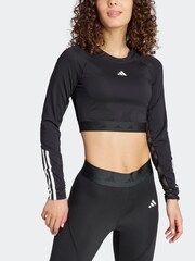 adidas Black Hyperglam Training Crop Long Sleeve Top - Image 2 of 7