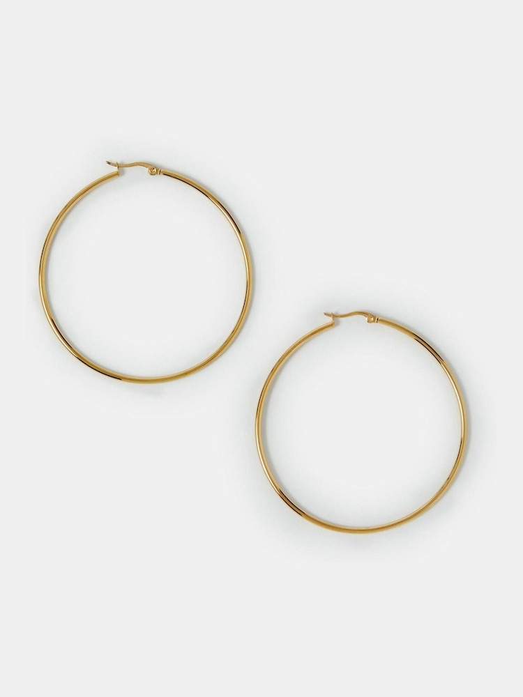 Accessorize Gold Tone Stainless Steel Hoop Earrings - Image 2 of 2 Accessorize Gold Tone Stainless Steel Hoop Earrings - Image 2 of 2