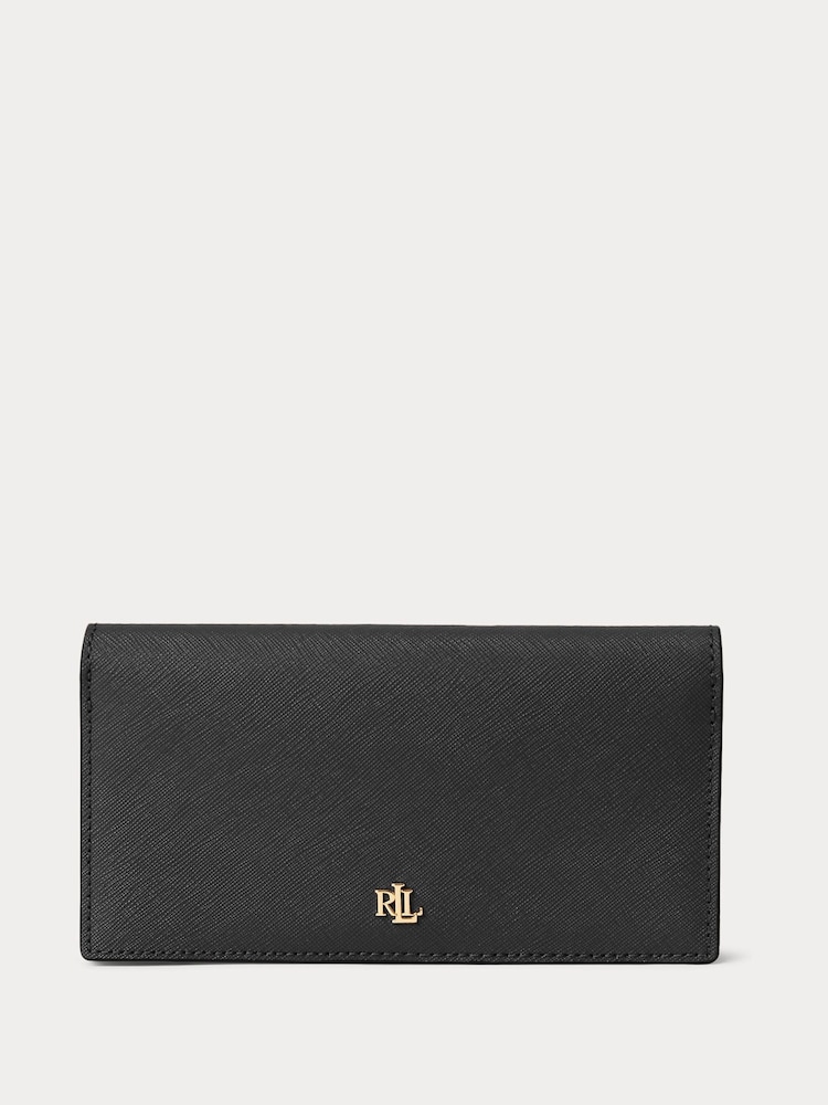 Schwarz - Lauren Ralph Lauren – schmale Geldbörse aus Crosshatch-Leder - Bild 1 von 1