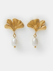 Accessorize Gold Tone Stainless Steel Coral Pearl Drop Earrings - Image 2 of 2