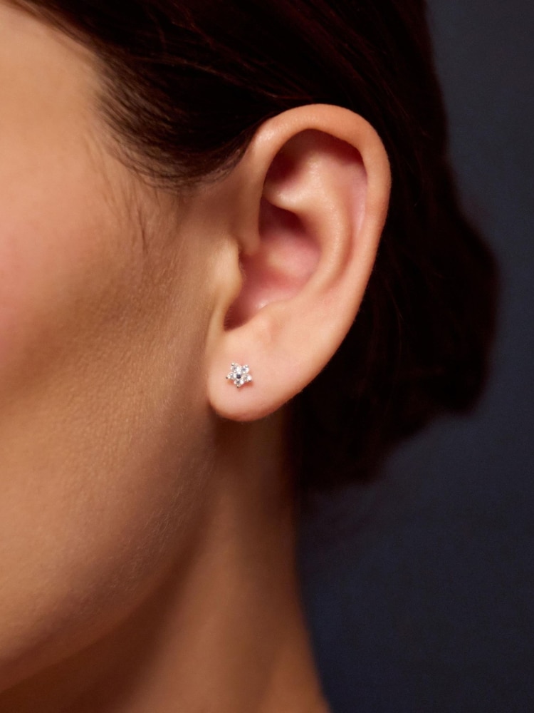 Accessorize Silver Tone Flower Flatback Stud Earrings - Image 2 of 2 Accessorize Silver Tone Flower Flatback Stud Earrings - Image 2 of 2