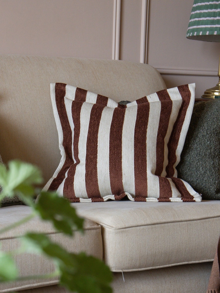 Ellenvale Interiors Terracotta Orla Stripe Cushion Cover - Image 1 of 3