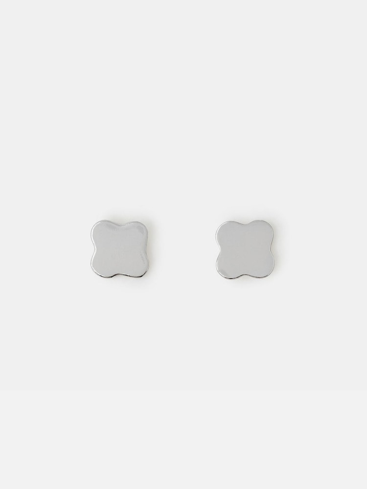 Accessorize Silver Tone Clover Stud Earrings - Image 2 of 2 Accessorize Silver Tone Clover Stud Earrings - Image 2 of 2