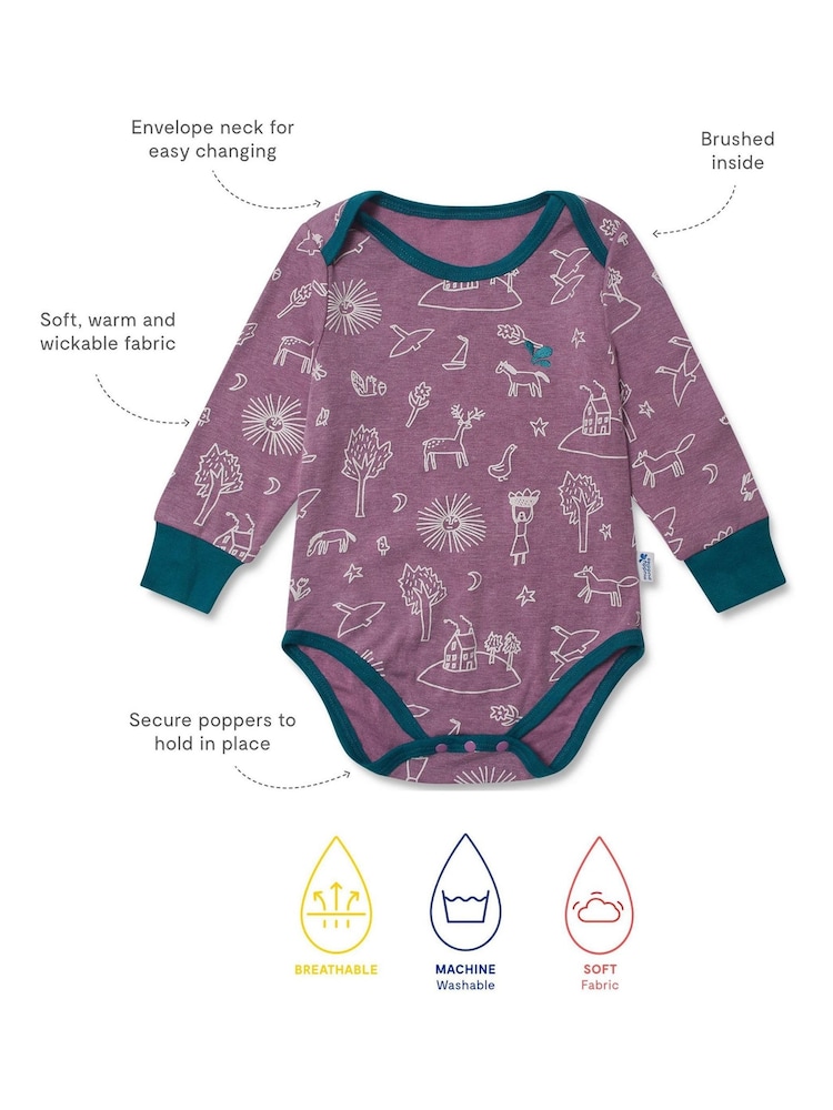 Muddy Puddles Purple Thermal Baselayer Babygrow - Image 2 of 2 Muddy Puddles Purple Thermal Baselayer Babygrow - Image 2 of 2