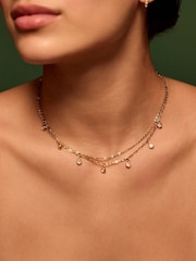Accessorize Gold Tone Stainless Steel Layered Charm Necklace - Image 1 of 2