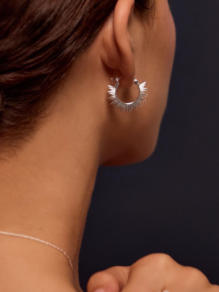 Accessorize Sterling Silver Plated Sun Hoop Earrings - Image 1 of 2