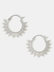 Accessorize Sterling Silver Plated Sun Hoop Earrings - Image 2 of 2