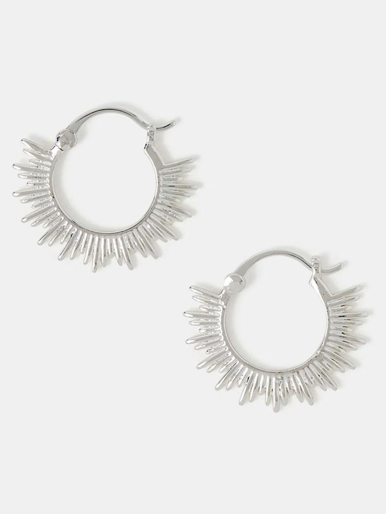 Accessorize Sterling Silver Plated Sun Hoop Earrings - Image 2 of 2