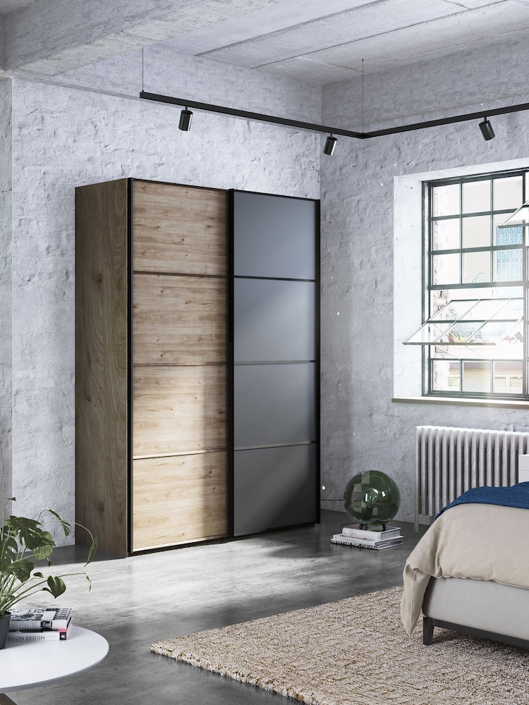 Wiemann Oak Jenson Wood and Matt Sliding Semi Fitted 1.5m Sliding Wardrobe - Image 1 of 2