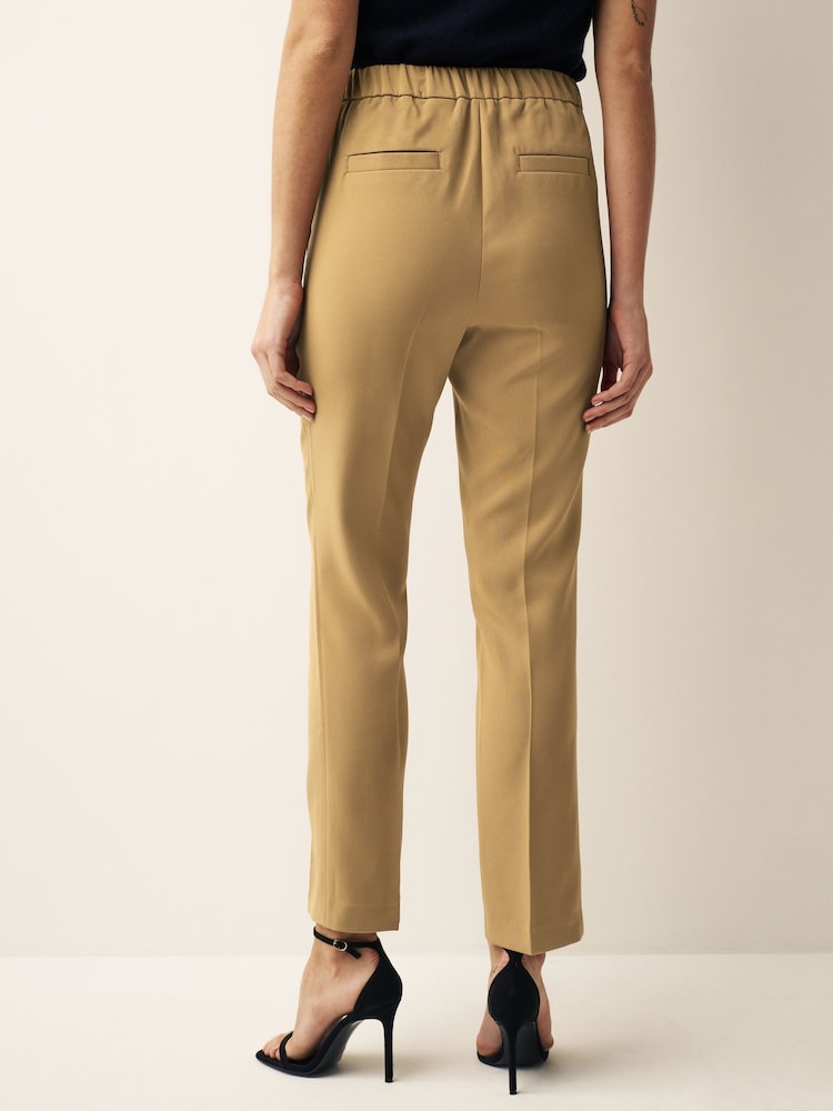 Kamelbraun - Hose in Straight Fit mit Gummizug hinten - Bild 1 von 6