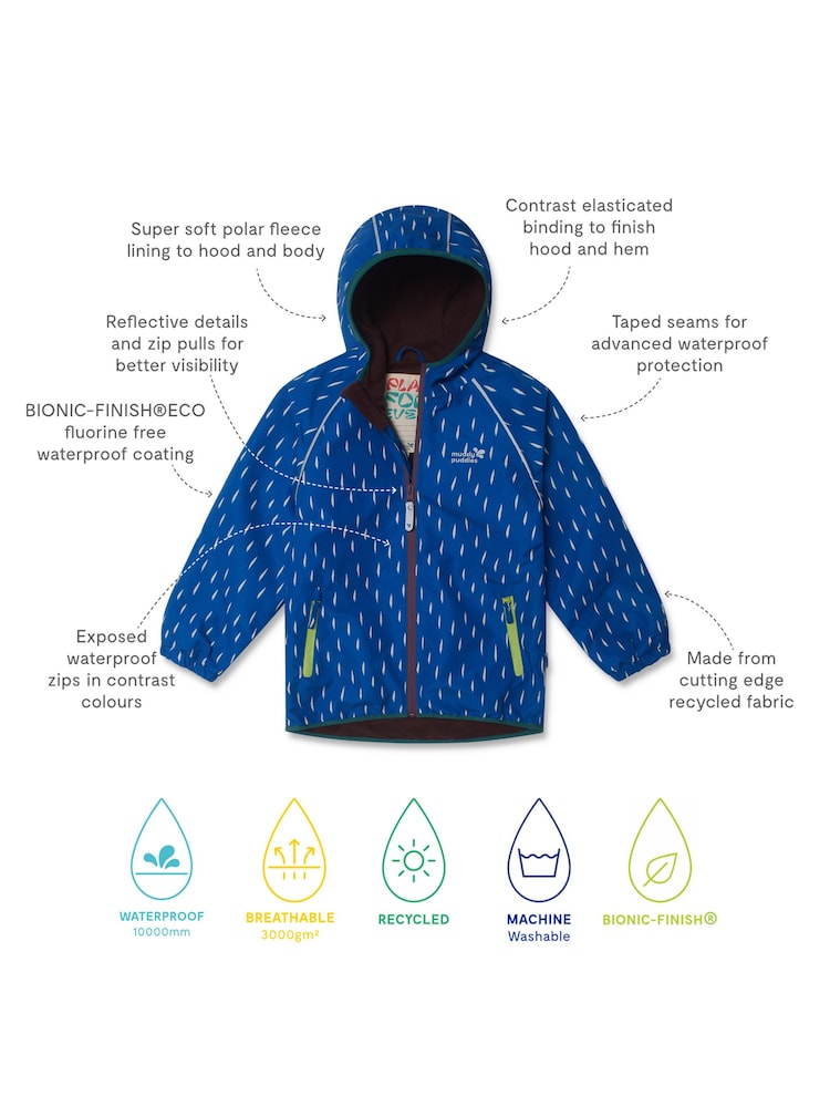 Muddy Puddles Blue Waterproof EcoSplash Jacket - Image 7 of 7 Muddy Puddles Blue Waterproof EcoSplash Jacket - Image 7 of 7