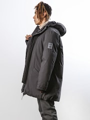 Religion Black Medium Weight Padded Parka with Two Way Zip Closure - Image 3 of 6