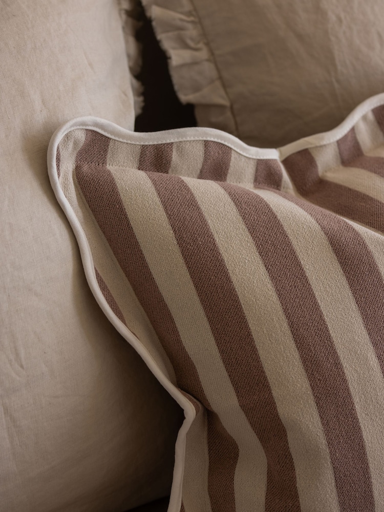 Ellenvale Interiors Dusty Pink Striped Scalloped Edge 45 x 45cm Cushion Cover - Image 2 of 3 Ellenvale Interiors Dusty Pink Striped Scalloped Edge 45 x 45cm Cushion Cover - Image 2 of 3