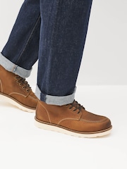 Brown Leather Apron Mid Boots - Image 2 of 6