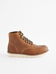 Brown Leather Apron Mid Boots - Image 3 of 6