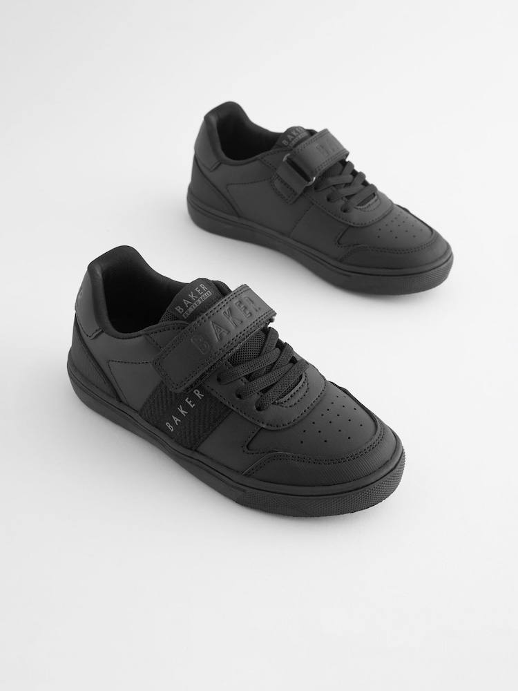 Baker by Ted Baker Boys Black Back to School Branded Tape Trainers - Image 1 of 6