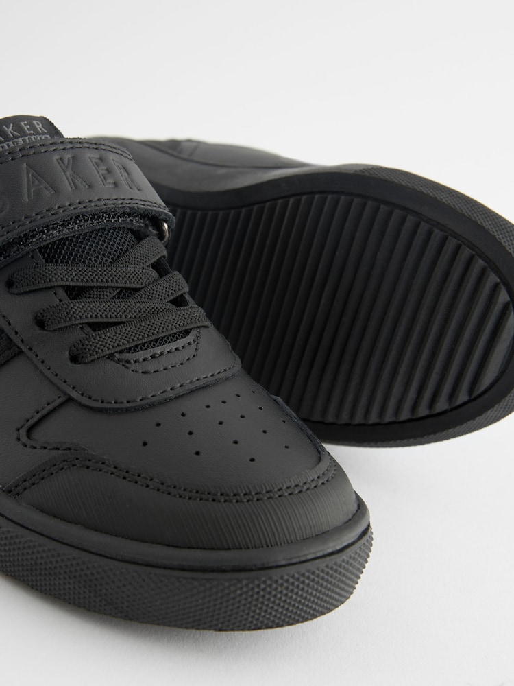 Baker by Ted Baker Boys Black Back to School Branded Tape Trainers - Image 6 of 6