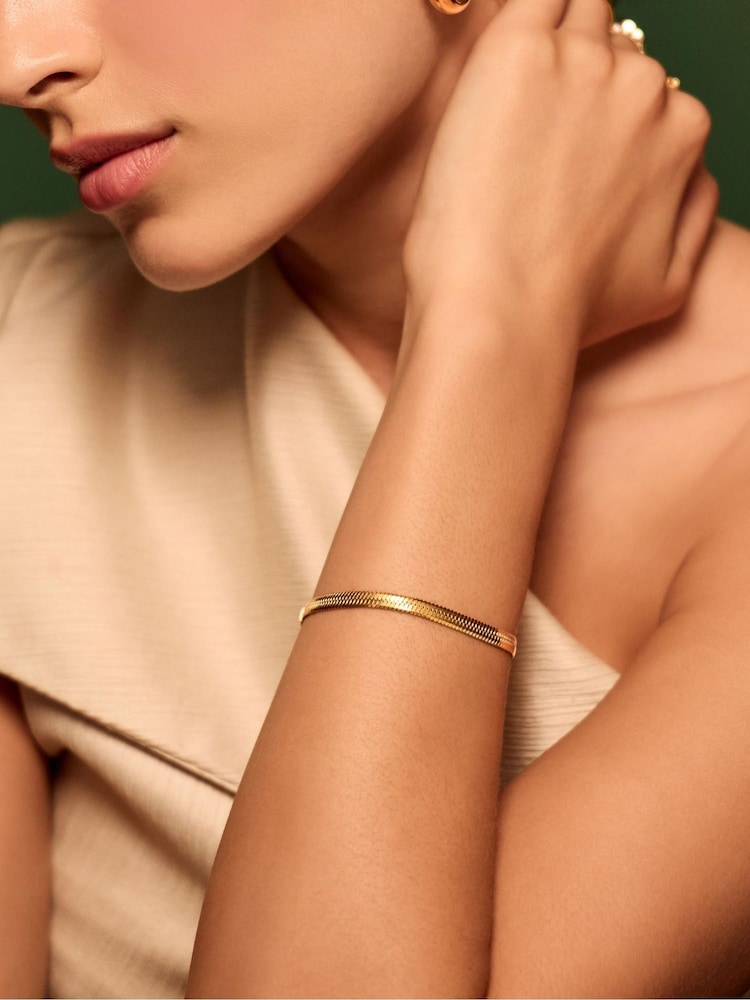 Accessorize Gold Tone Stainless Steel Omega Chain Bracelet - Image 2 of 2