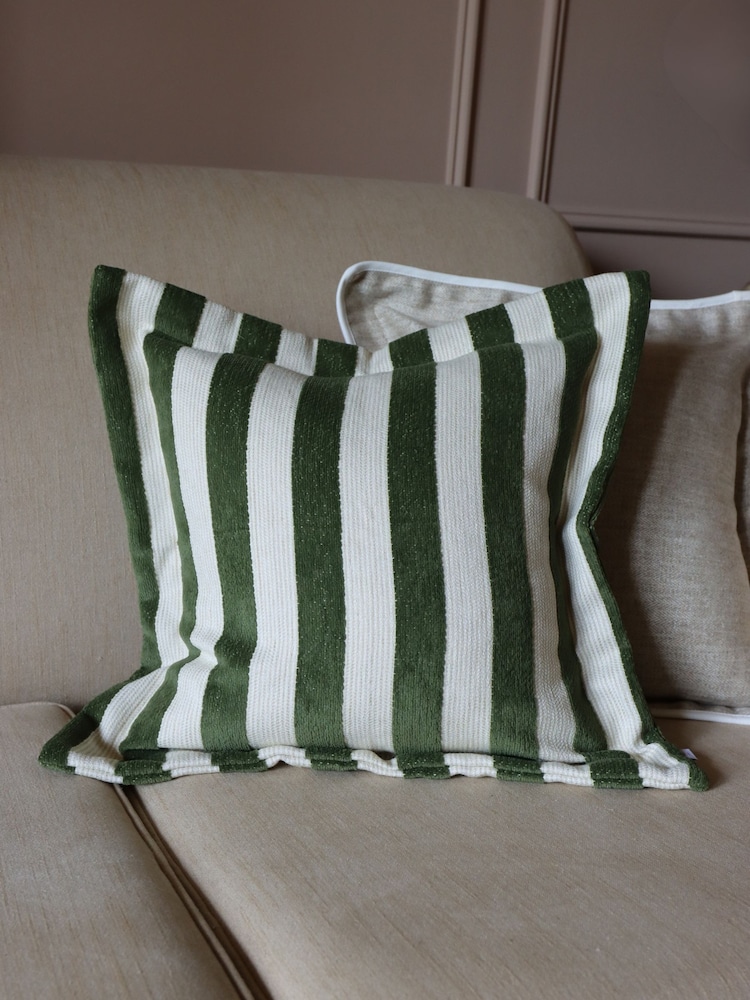 Ellenvale Interiors Olive Orla Stripe Cushion Cover - Image 2 of 4 Ellenvale Interiors Olive Orla Stripe Cushion Cover - Image 2 of 4