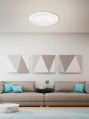 Eglo White Frania 33cm Metal And Plastic With Crystal Effe Flush Ceiling Light - Image 1 of 3