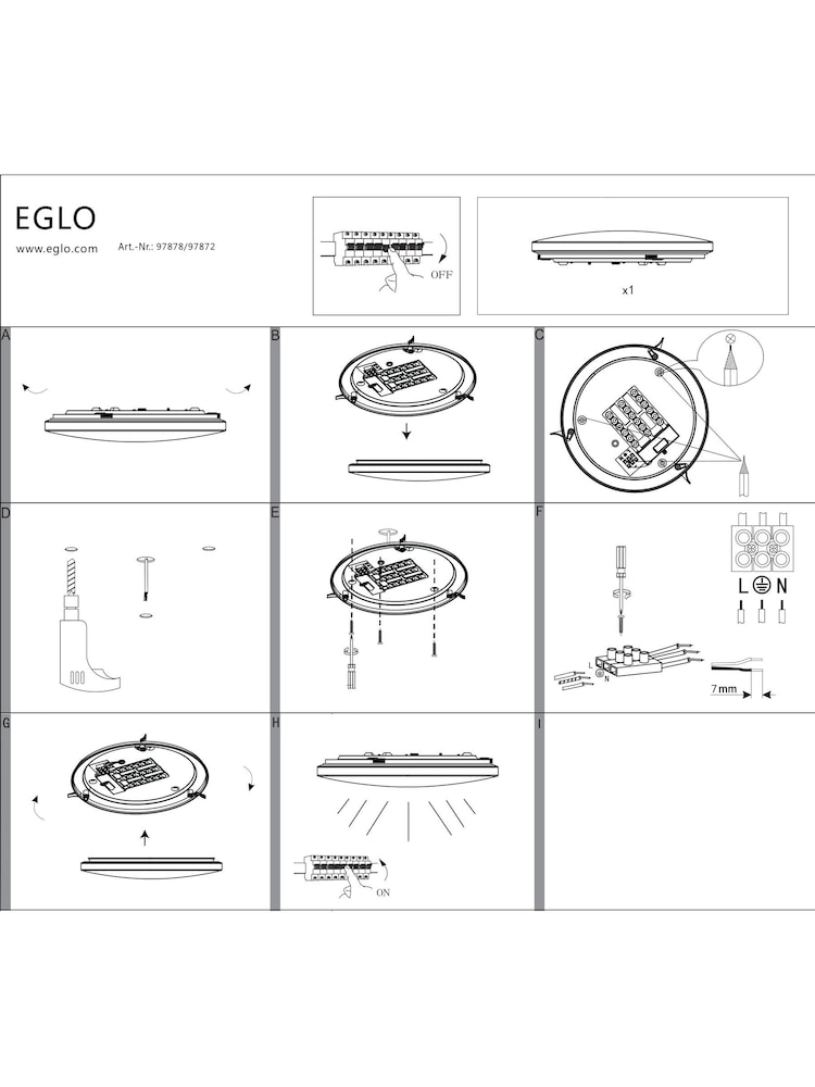 Eglo White Frania Metal And Plastic With Crystal Effect Flush Ceiling Light - Image 5 of 5