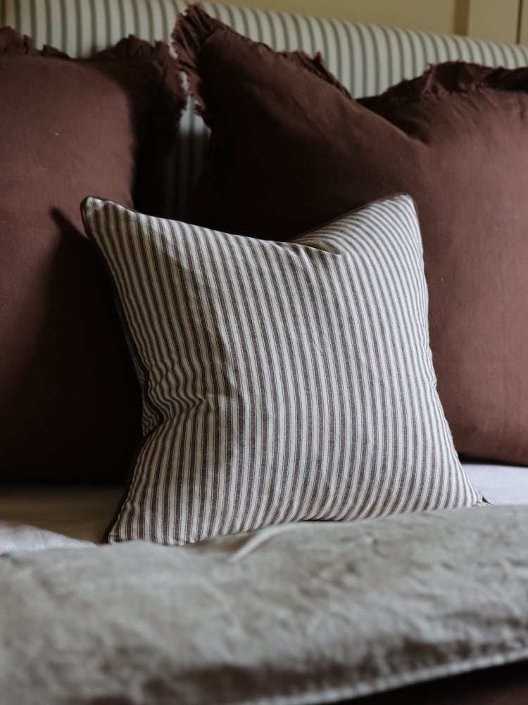 Ellenvale Interiors Dark Brown Florence Stripe Cushion Cover - Image 3 of 3 Ellenvale Interiors Dark Brown Florence Stripe Cushion Cover - Image 3 of 3