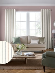 Laura Ashley Apricot Candy Stripe Made to Measure 100% Cotton Curtains - Image 1 of 9