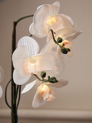 White Artificial Light Up Orchid In Ribbed Ceramic Pot - Image 2 of 6