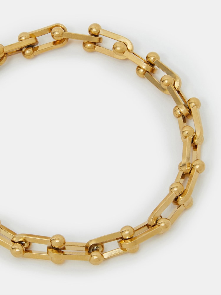 Accessorize Gold Tone Stainless Steel Horseshoe Chain Bracelet - Image 2 of 2 Accessorize Gold Tone Stainless Steel Horseshoe Chain Bracelet - Image 2 of 2