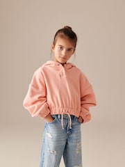 Peach Pink Cropped Hoodie (3-16yrs) - Image 1 of 8