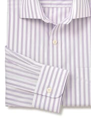 Μωβ - Πουκάμισο Savile Row Company με ριγέ βαμβακερό τελείωμα και μονό τελείωμα, κλασική εφαρμογή - Εικόνα 4 από 5