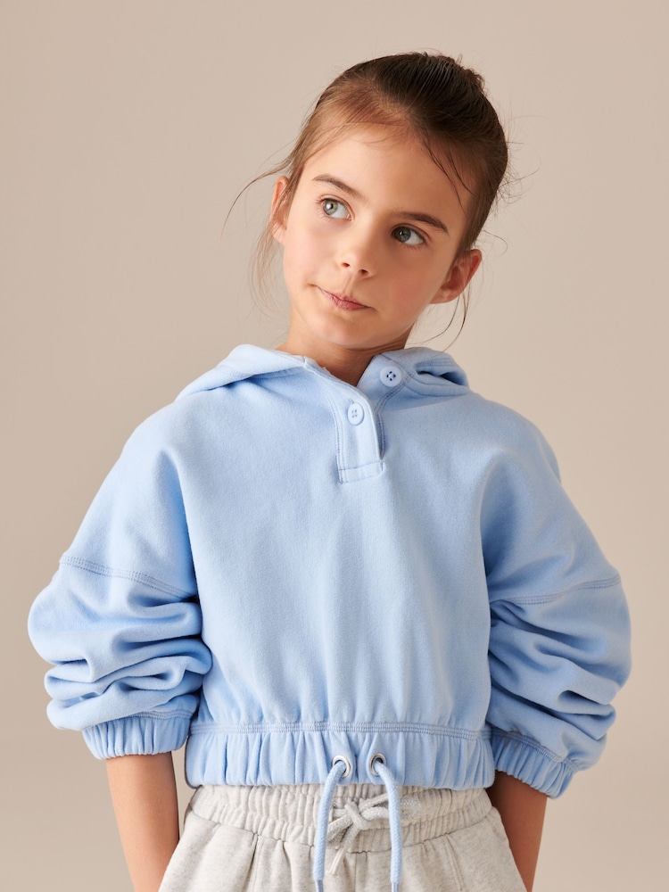 Blue Cropped Hoodie (3-16yrs) - Image 1 of 7 Blue Cropped Hoodie (3-16yrs) - Image 1 of 7