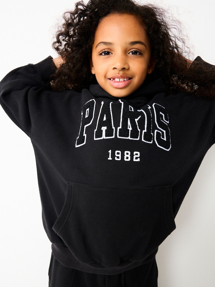 Black Slogan Hoodie (3-16yrs) - Image 3 of 6