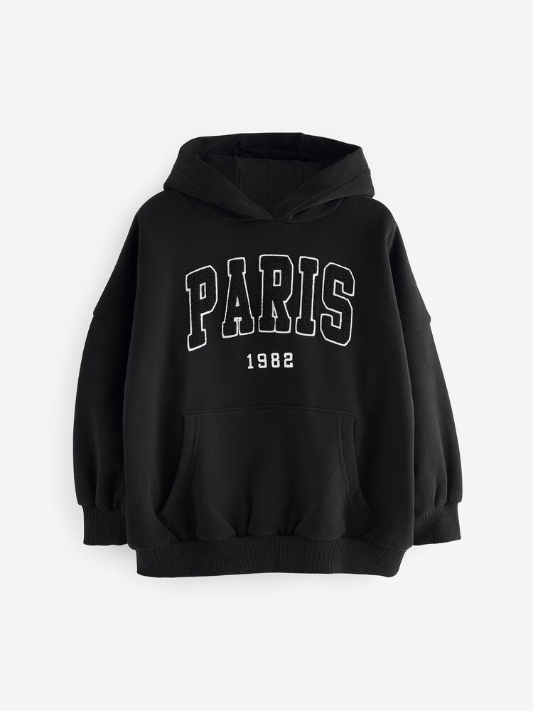 Black Slogan Hoodie (3-16yrs) - Image 4 of 6