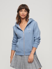 Superdry Blue Essential Logo Zip Hoodie - Image 1 of 5