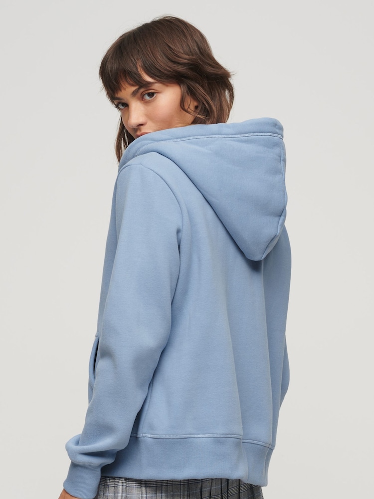 Superdry Blue Essential Logo Zip Hoodie - Image 2 of 5