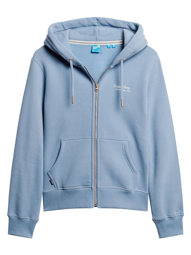Superdry Blue Essential Logo Zip Hoodie - Image 3 of 5