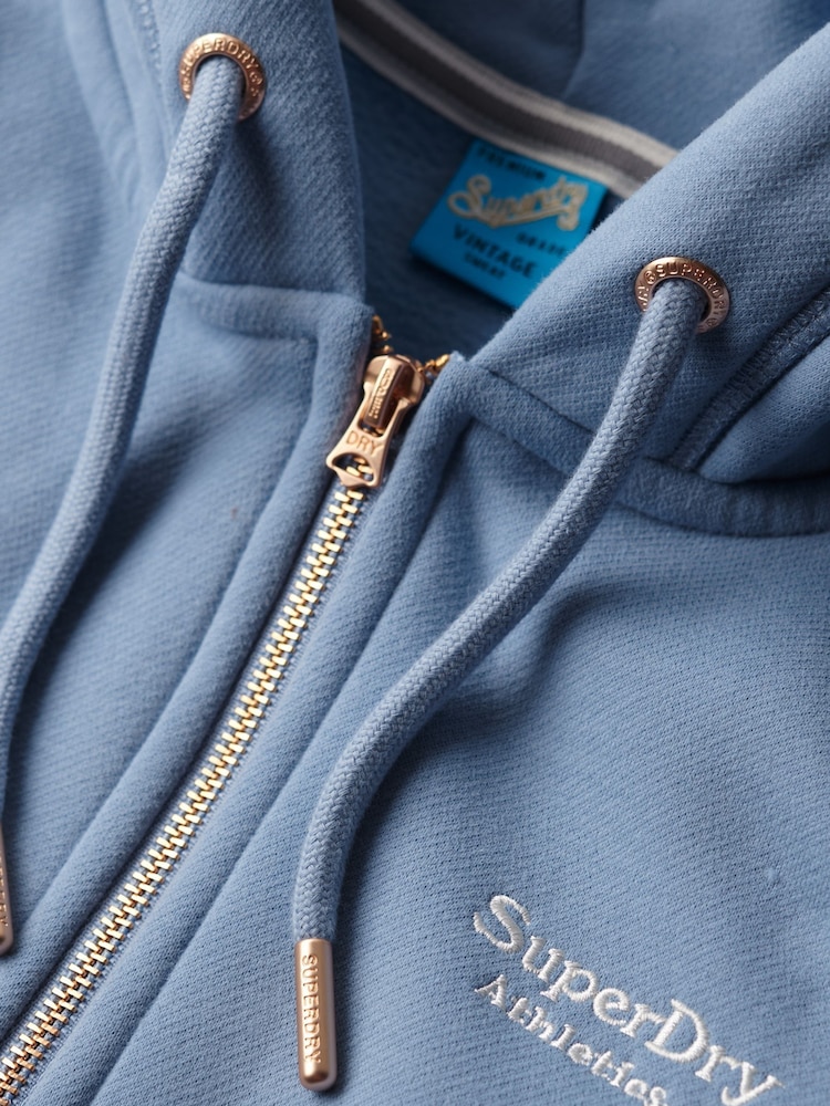 Superdry Blue Essential Logo Zip Hoodie - Image 4 of 5
