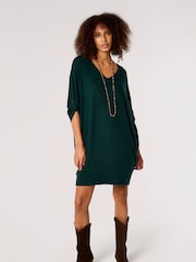 Apricot Green Heavy Soft Batwing Cocoon Dress - Image 1 of 4