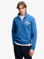 Superdry Blue Company Logo Half Zip Sweatshirt - Image 1 of 7